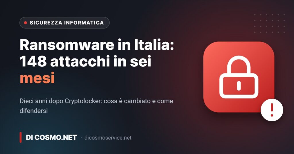 Ransomware in Italia: 148 attacchi in sei mesi